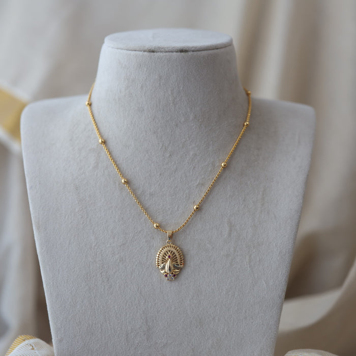Heritage gold plated lakshmi pendant chain HC016