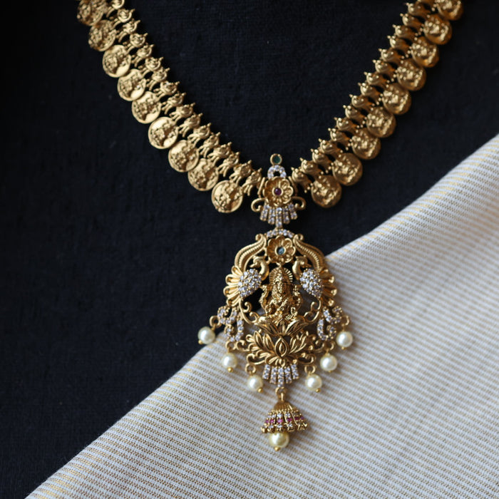 Antique temple design short necklace and earrings S1B1308