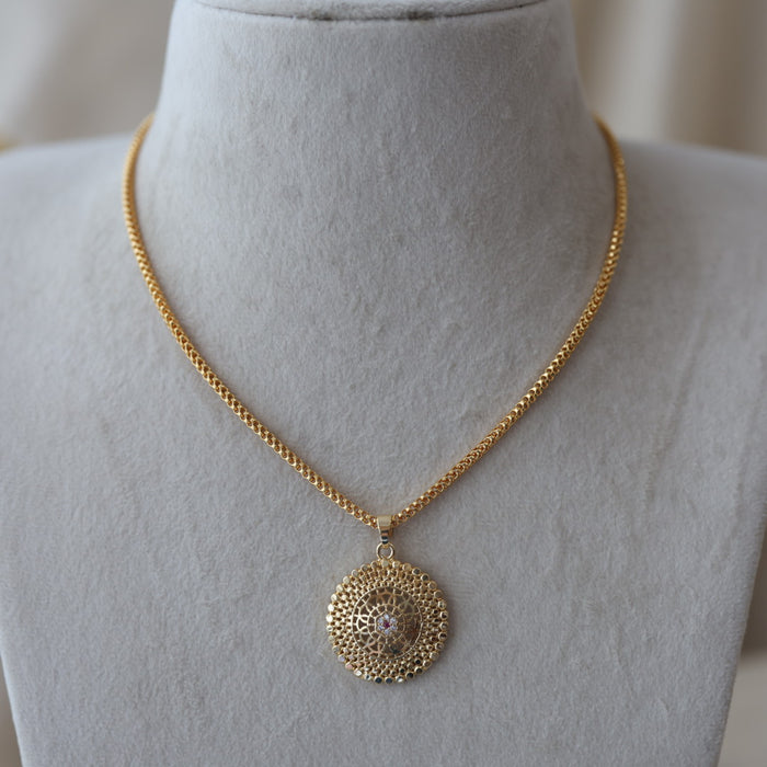 Heritage gold plated lakshmi pendant chain HC01112