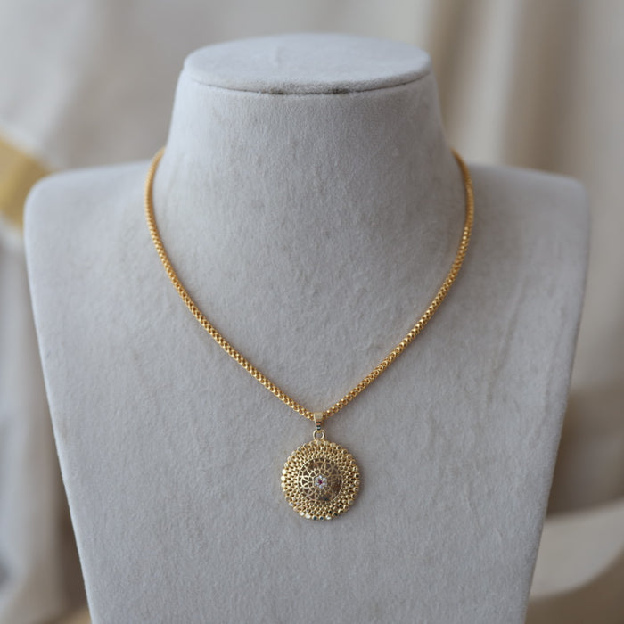 Heritage gold plated lakshmi pendant chain HC01112
