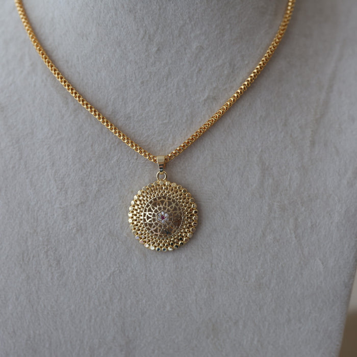 Heritage gold plated lakshmi pendant chain HC01112