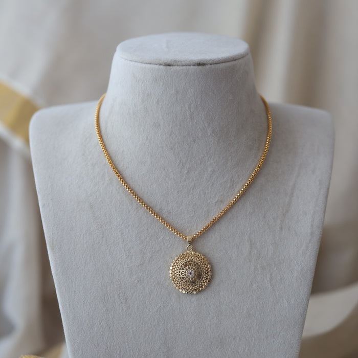Heritage gold plated lakshmi pendant chain HC01112