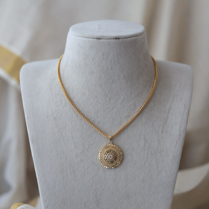 Heritage gold plated lakshmi pendant chain HC01112