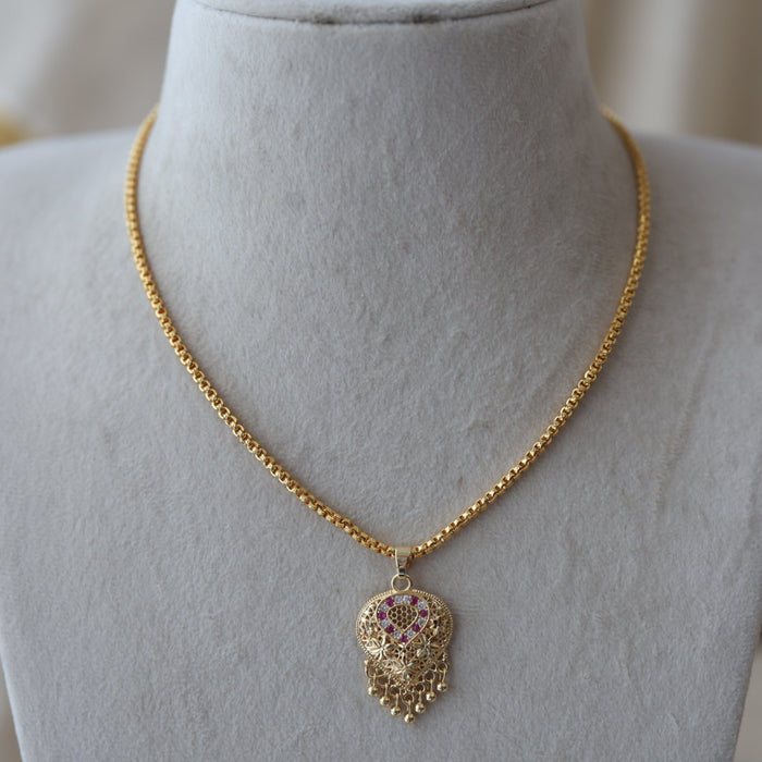 Heritage gold plated lakshmi pendant chain HC0780