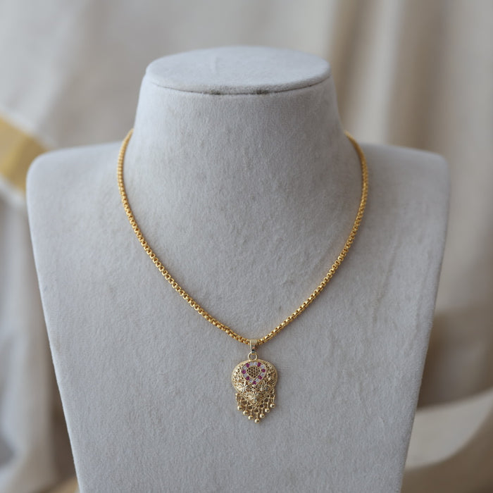 Heritage gold plated lakshmi pendant chain HC0780