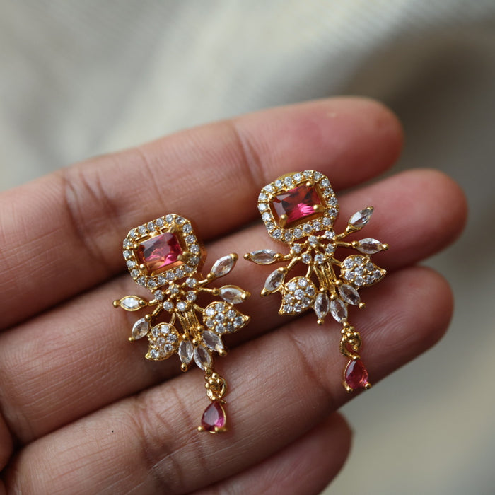 Antique ruby stone long necklace with earrings LL03789