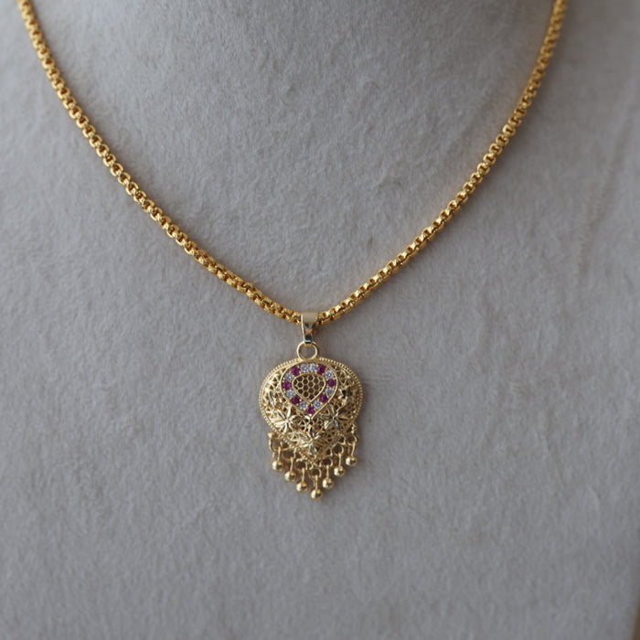 Heritage gold plated lakshmi pendant chain HC0780