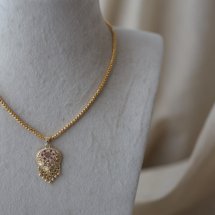 Heritage gold plated lakshmi pendant chain HC0780