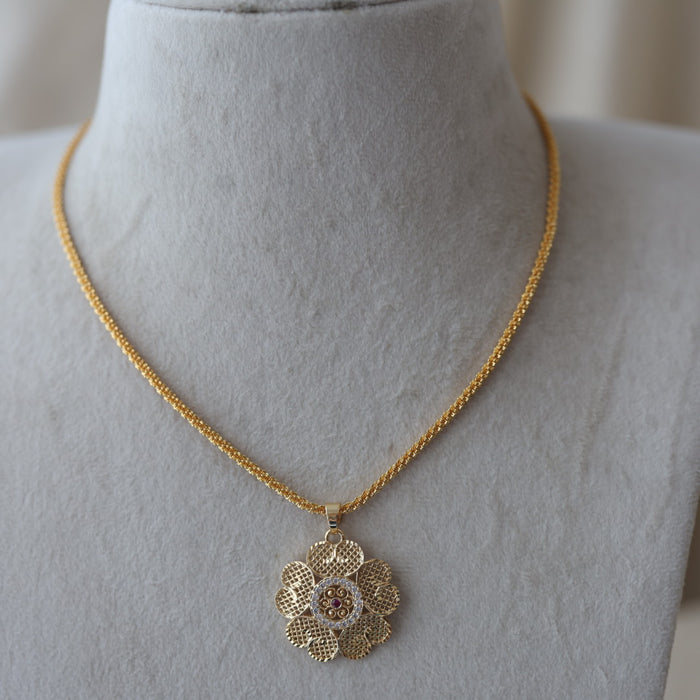 Heritage gold plated lakshmi pendant chain HC535
