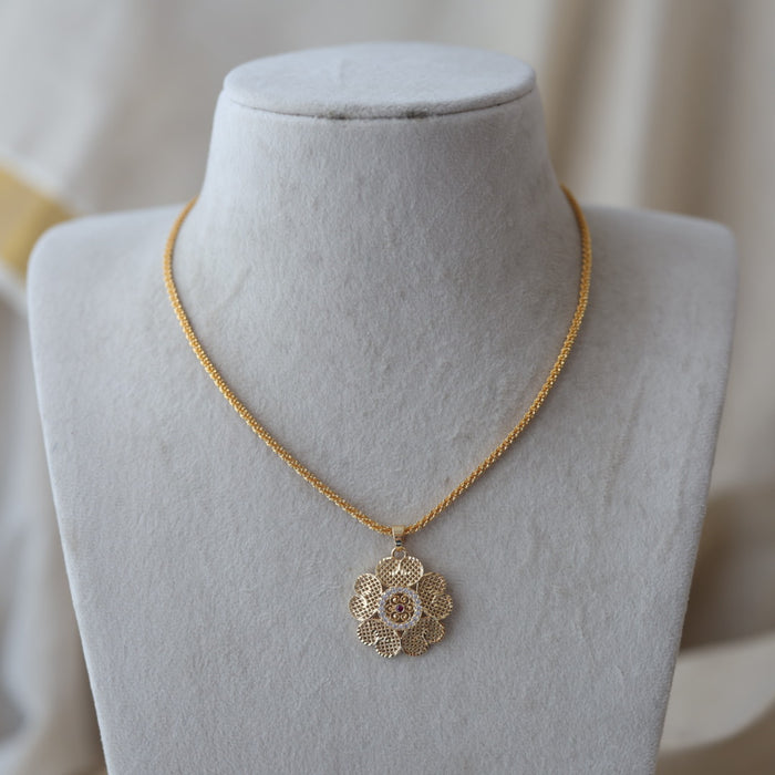 Heritage gold plated lakshmi pendant chain HC535