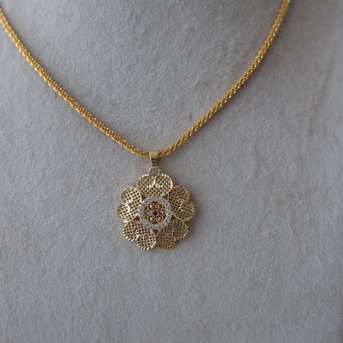 Heritage gold plated lakshmi pendant chain HC535