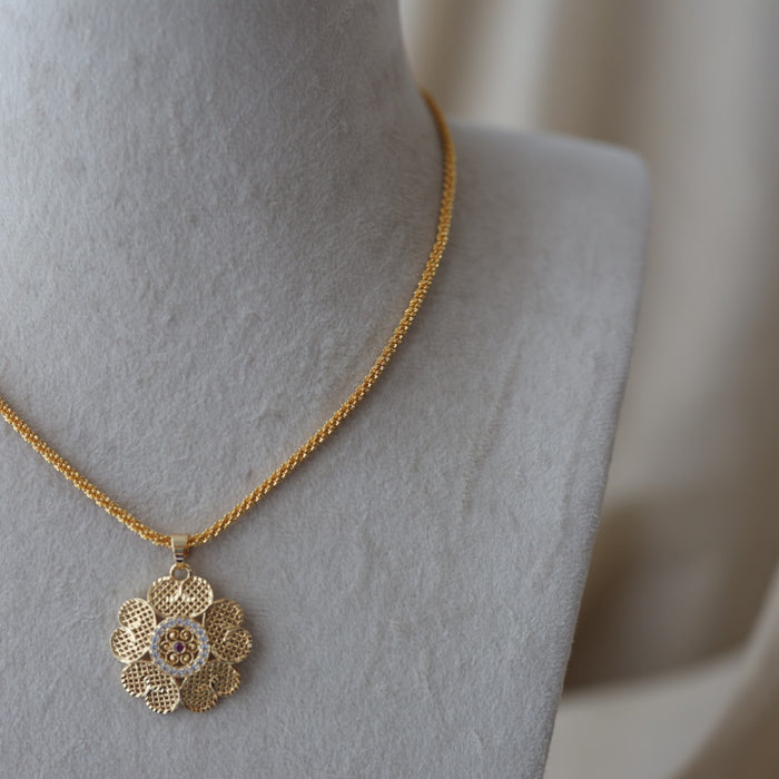 Heritage gold plated lakshmi pendant chain HC535