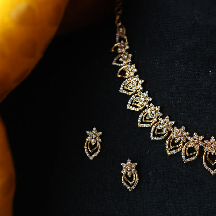 Antique white stone mango short necklace with earrings TTS4532