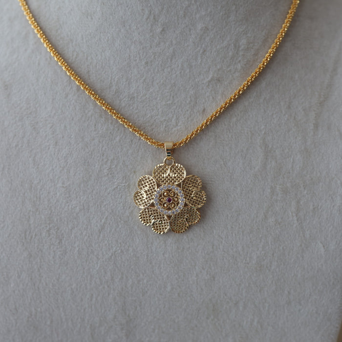 Heritage gold plated lakshmi pendant chain HC535