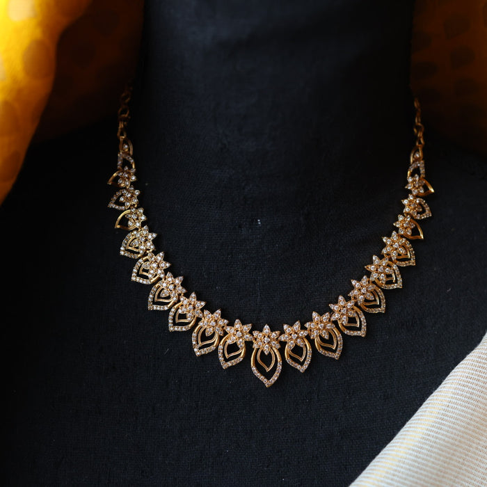 Antique white stone mango short necklace with earrings TTS4532