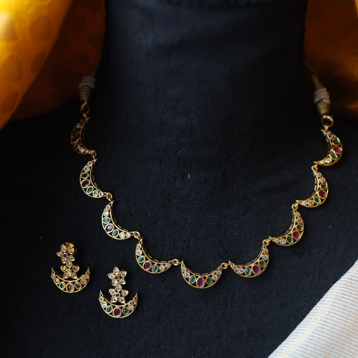 Antique simple short necklace and earrings TTS4345