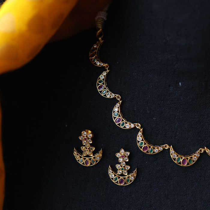 Antique simple short necklace and earrings TTS4345