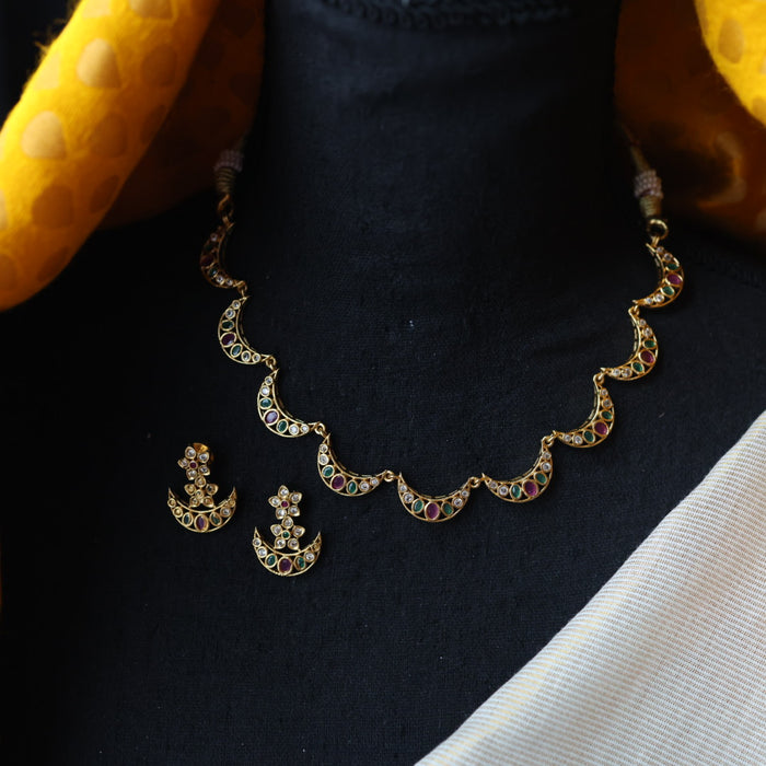 Antique simple short necklace and earrings TTS4345