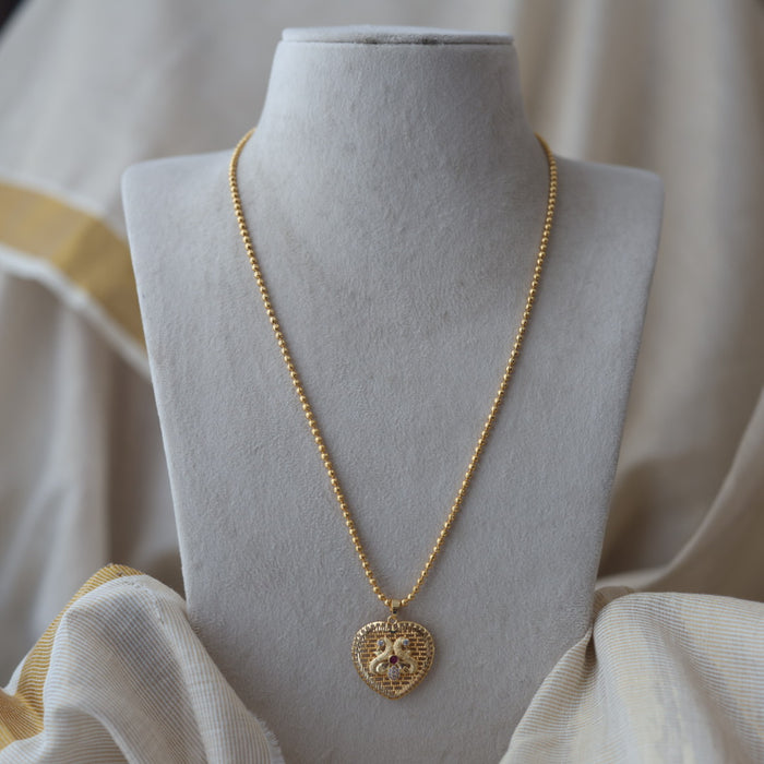 Heritage gold plated pendant long chain HC1623