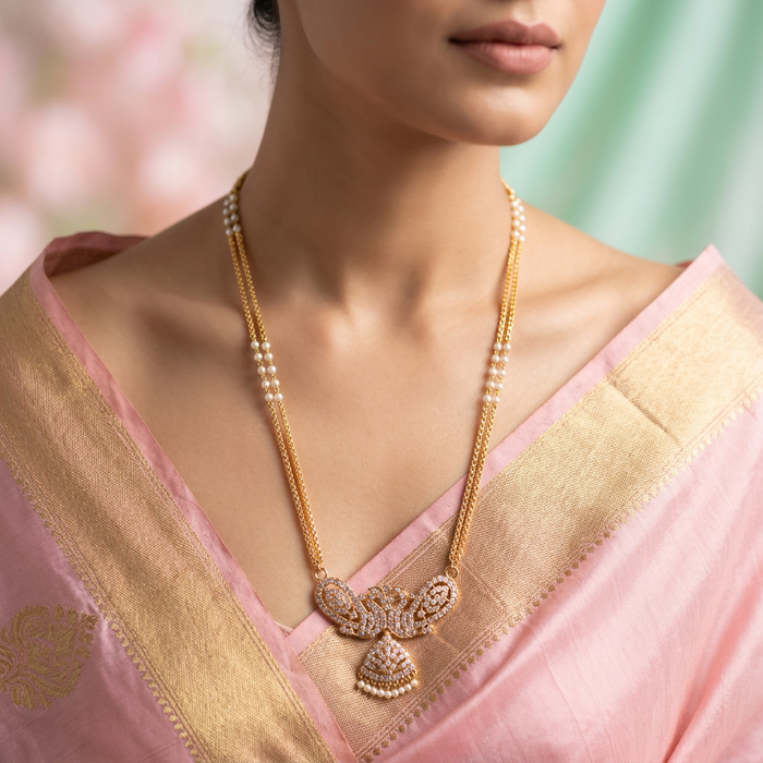 Heritage gold plated white padakam necklace HP7755