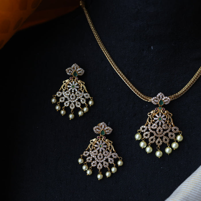 Antique simple short necklace and earrings TTS4322