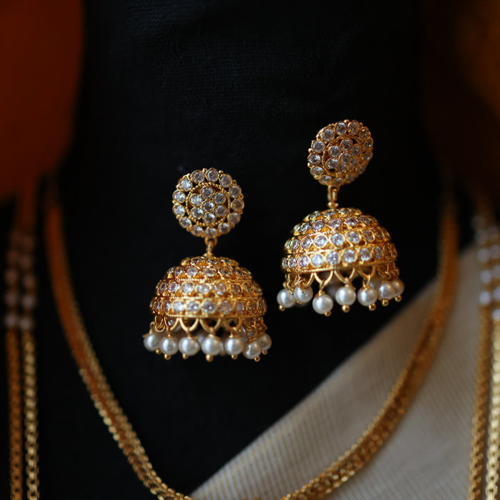 Heritage gold plated white padakam necklace set with earrings HP755