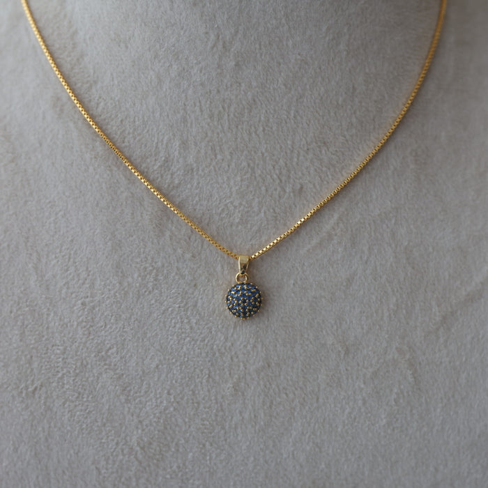 Heritage gold plated blue stone pendant chain HC01123