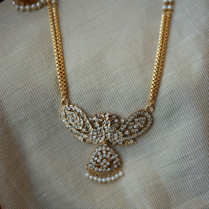 Heritage gold plated white padakam necklace set with earrings HP9155