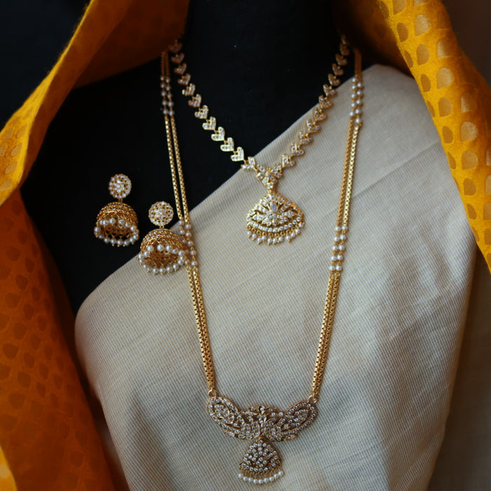 Heritage gold plated white padakam necklace set with earrings HP9155