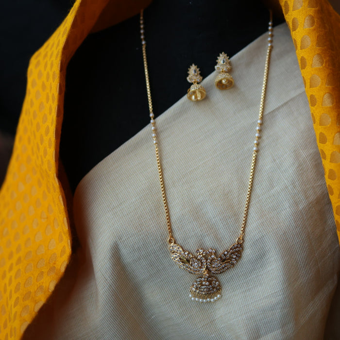 Heritage gold plated white padakam necklace set with earrings HP255