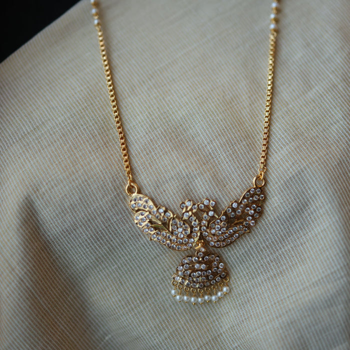 Heritage gold plated white padakam necklace set with earrings HP255