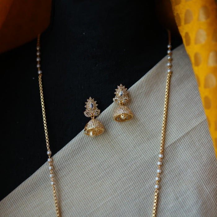 Heritage gold plated white padakam necklace set with earrings HP255