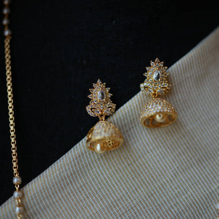 Heritage gold plated white padakam necklace set with earrings HP255