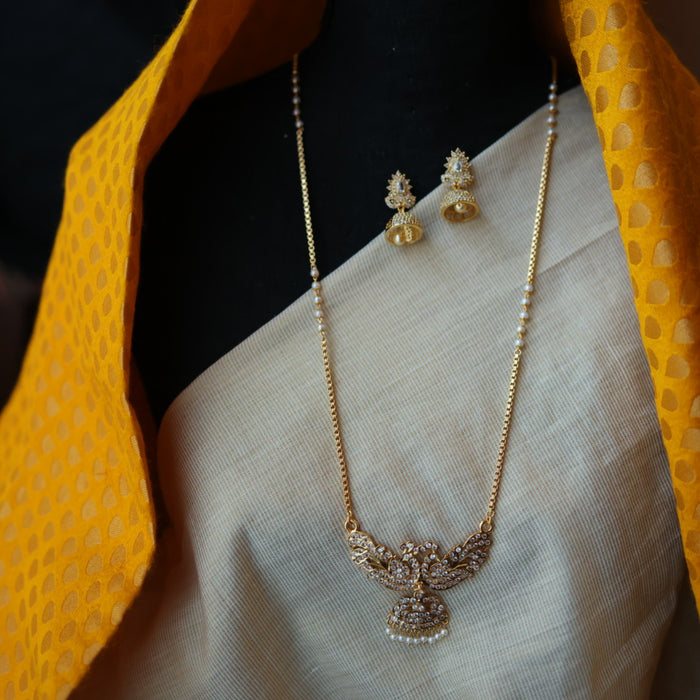 Heritage gold plated white padakam necklace set with earrings HP255