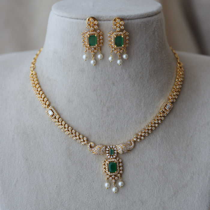 Heritage gold plated short necklace set with earrings H20192