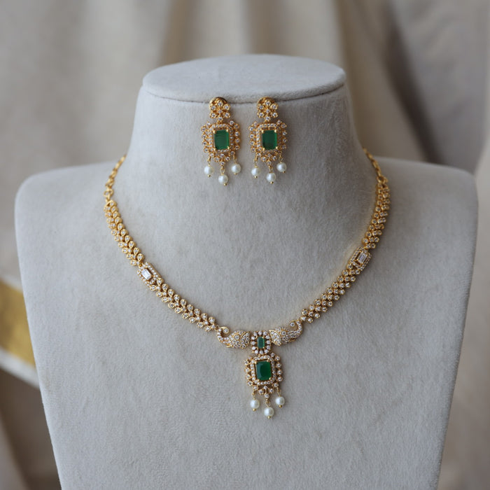 Heritage gold plated short necklace set with earrings H20192