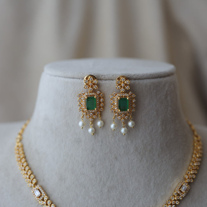 Heritage gold plated short necklace set with earrings H20192