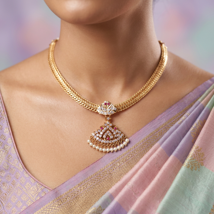 Heritage gold plated short necklace H755
