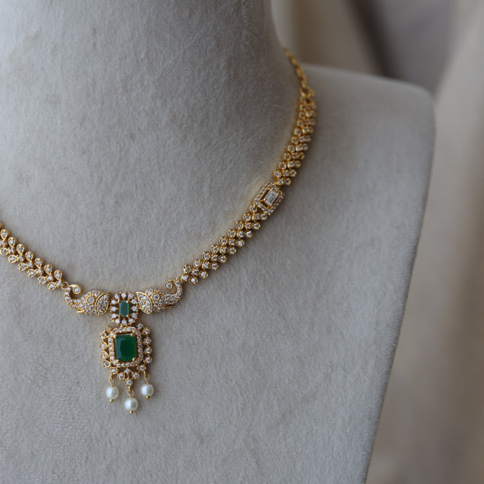 Heritage gold plated short necklace set with earrings H20192