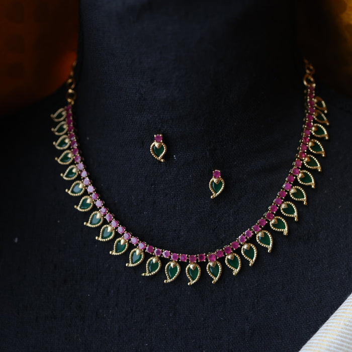 Antique mango short necklace and earrings TTS4321