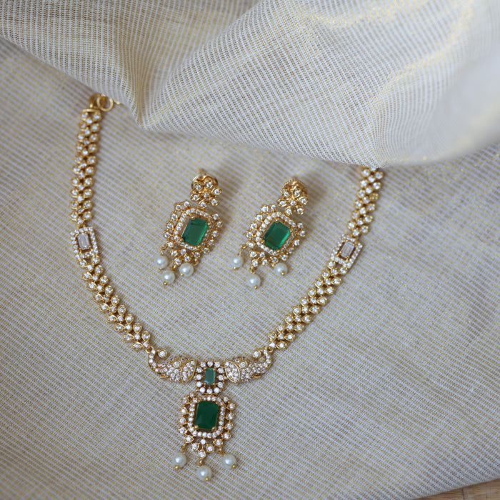 Heritage gold plated short necklace set with earrings H20192