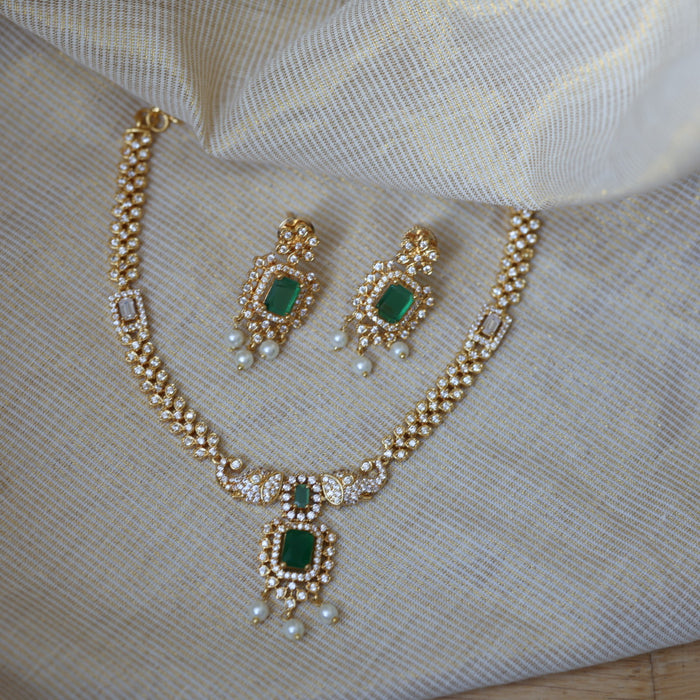 Heritage gold plated short necklace set with earrings H20192