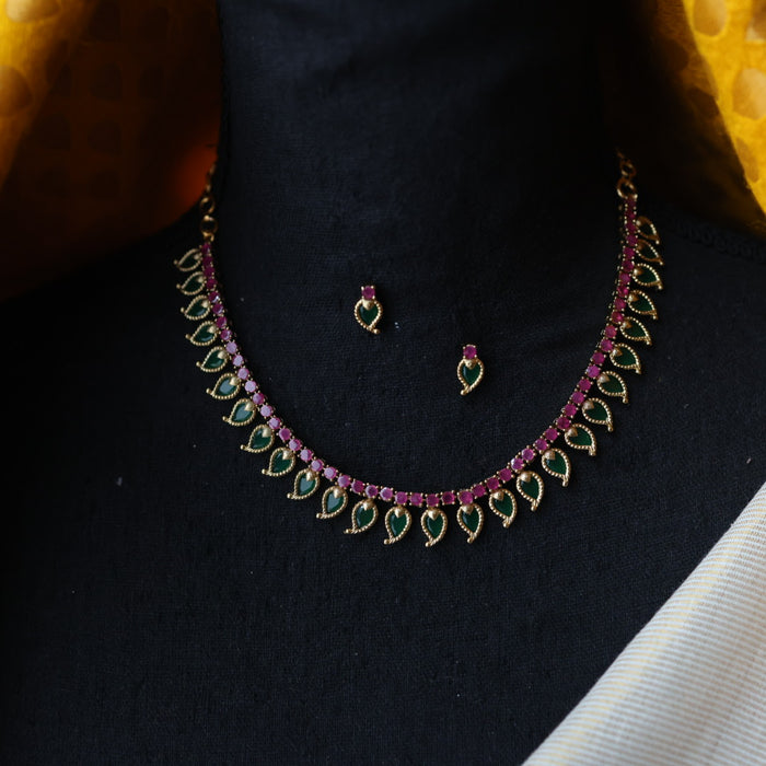 Antique mango short necklace and earrings TTS4321