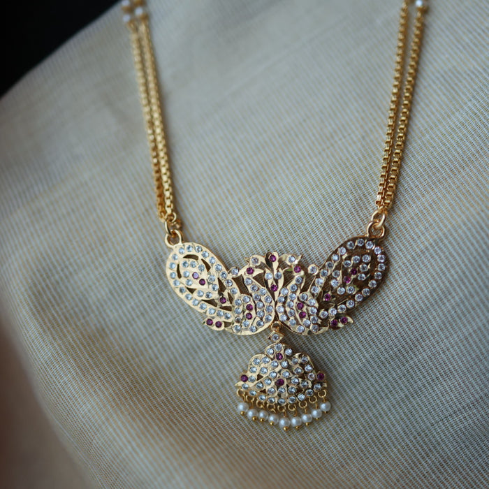 Heritage gold plated white padakam necklace set with earrings HP564