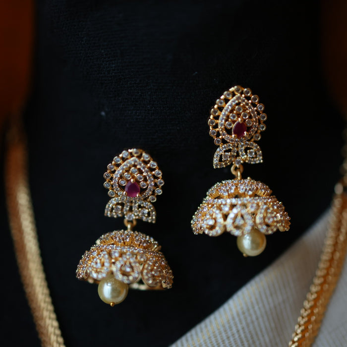 Heritage gold plated white padakam necklace set with earrings HP564
