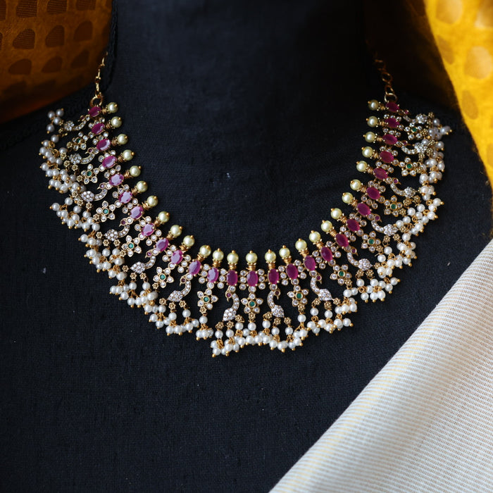 Antique pearl short necklace with earrings S1B1681