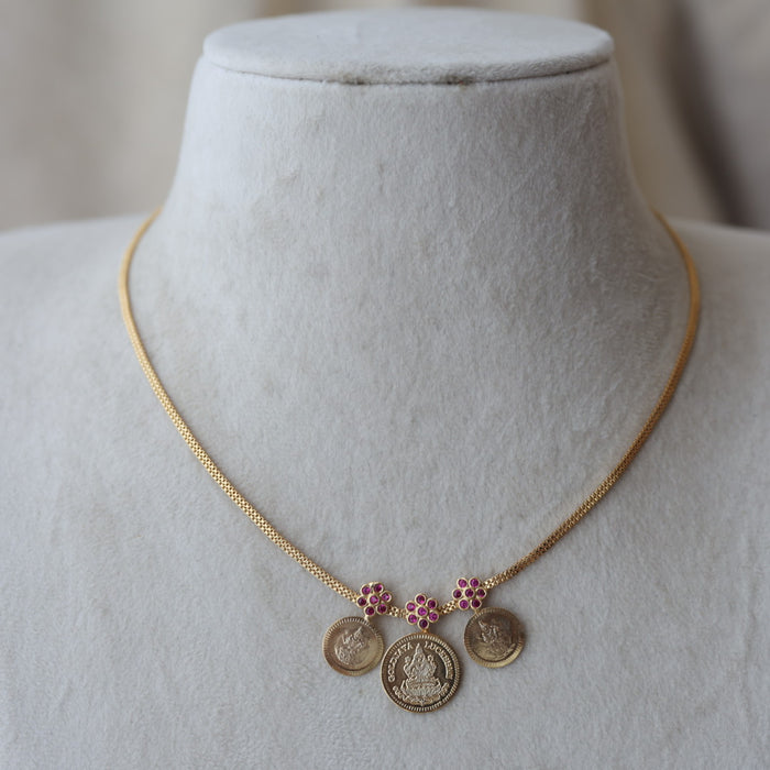Heritage gold plated coin short necklace H281