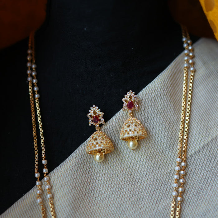 Heritage gold plated white padakam necklace with earrings HP955