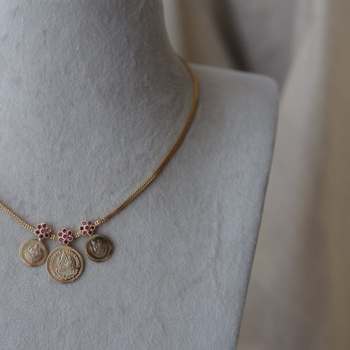Heritage gold plated coin short necklace H281