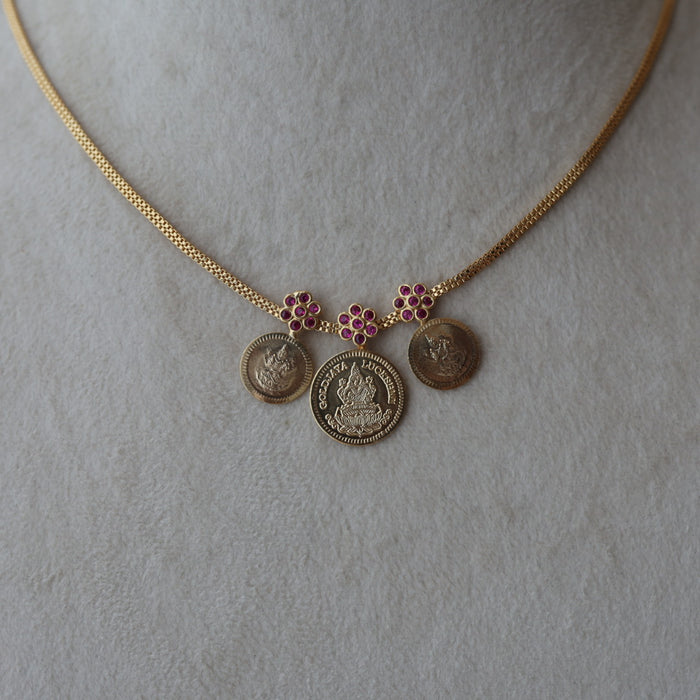 Heritage gold plated coin short necklace H281